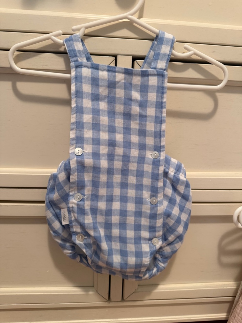 Classic Blue Gingham Kids One-Piece Romper